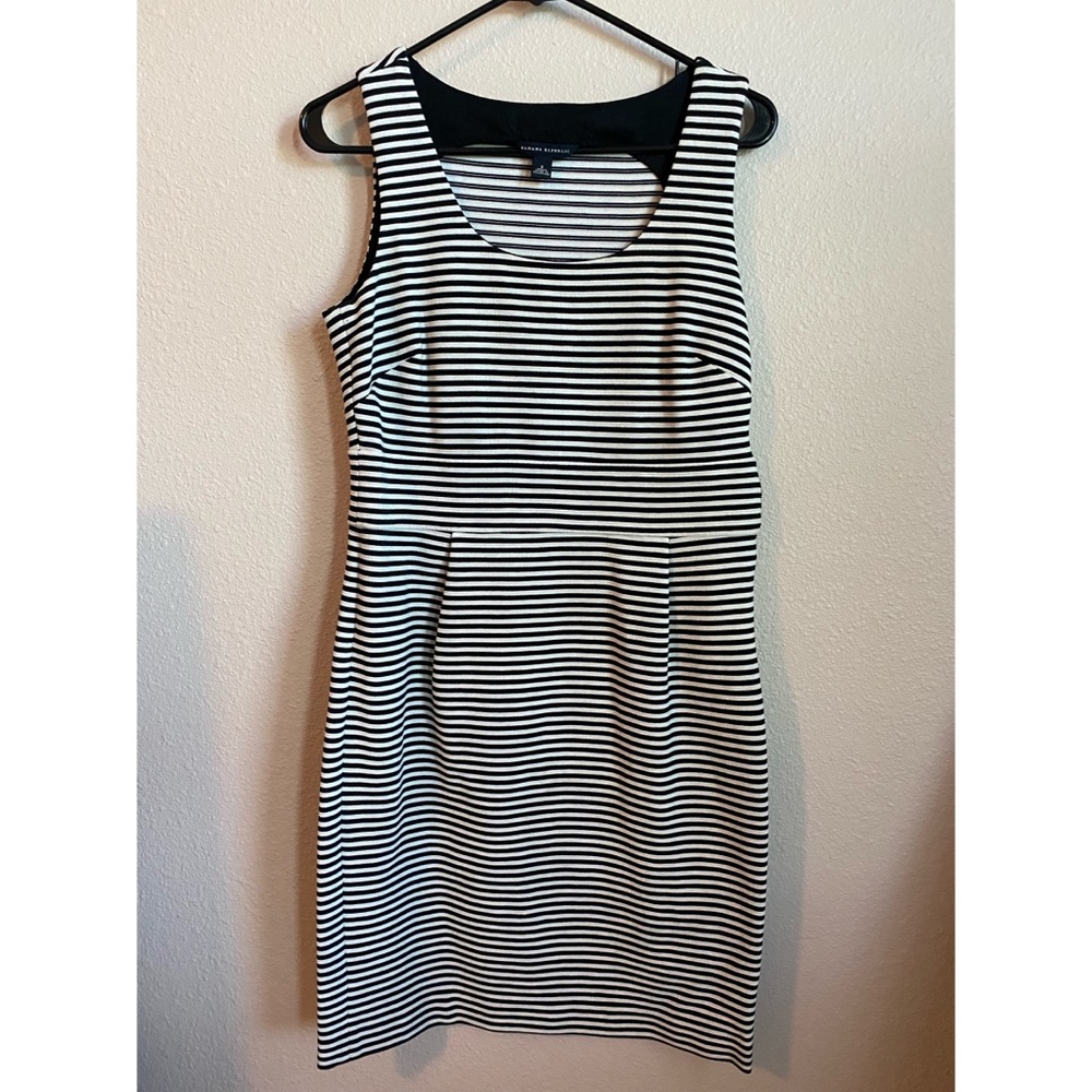 Banana Republic Black and White Striped Sheath Dress
